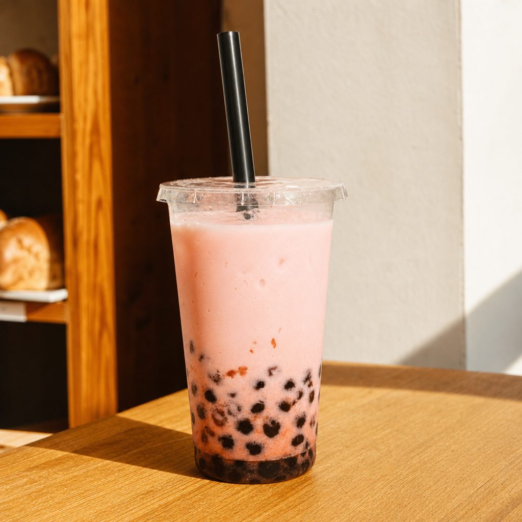 Diced Sweet Taro Bubble Milk.